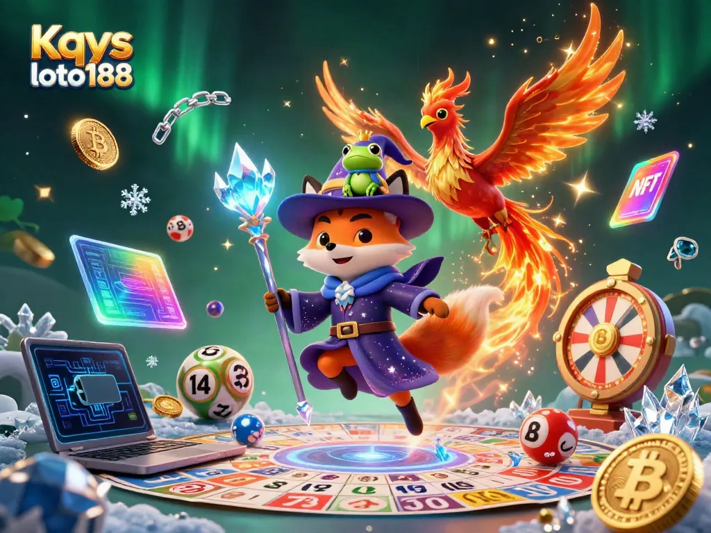 Explore Kqxs loto188 in a vibrant, enchanted lottery scene filled with magical characters.