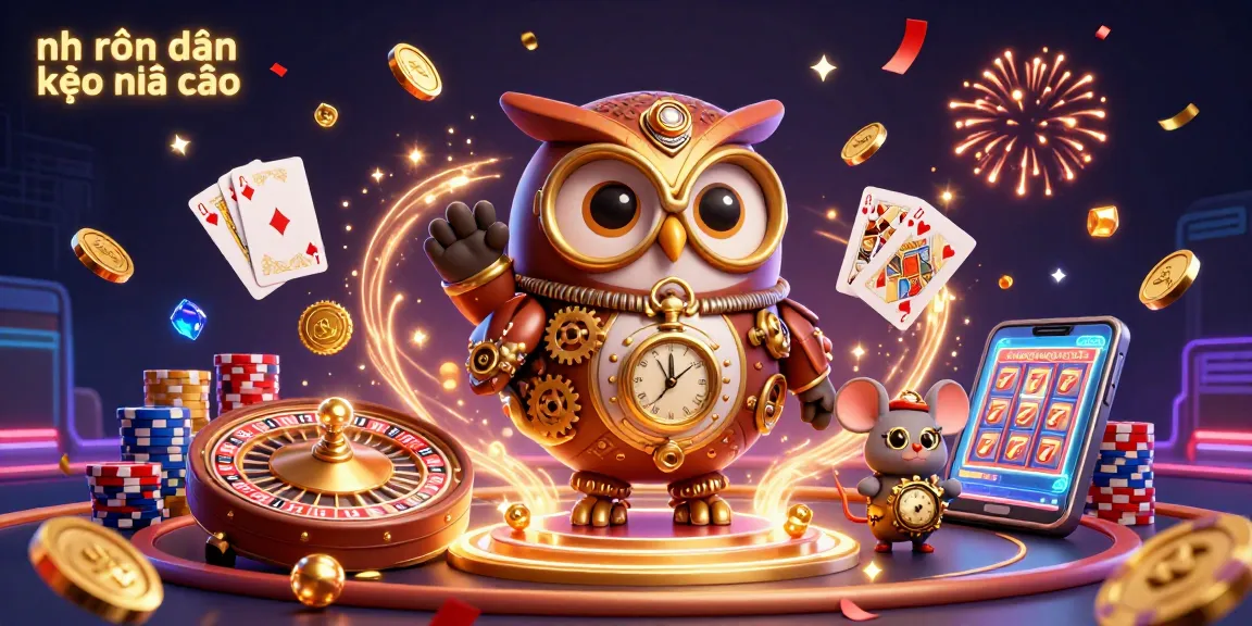 Experience the excitement of nhận định kèo nhà cái through this vibrant casino-themed illustration, showcasing dynamic game elements and characters.