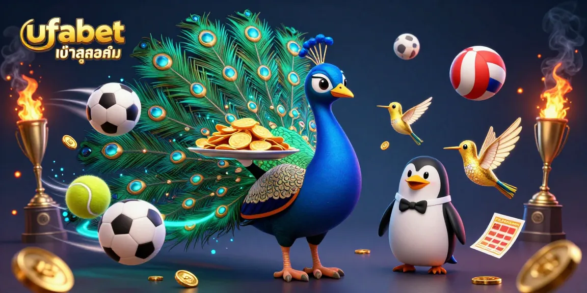Experience ufabet เข้าสู่ระบบ with a vibrant 3D illustration showcasing dynamic sports betting elements.