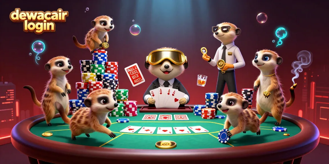Experience the excitement of the dewacair login casino with vibrant meerkats in a lavish setting.