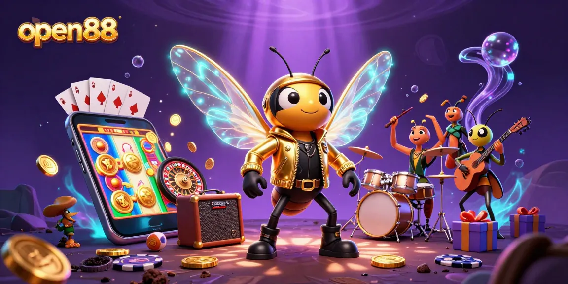 Catch open88's thrilling world of games with a rock star cicada and casino elements.