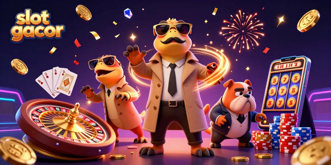 Engage with slot gacor thrills as raptors in disguise enter a VIP lounge, amidst dazzling casino elements.