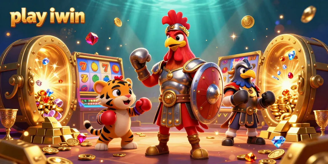 Engage with animated gameplay and vibrant slot reels in this play iwin 3D digital illustration.