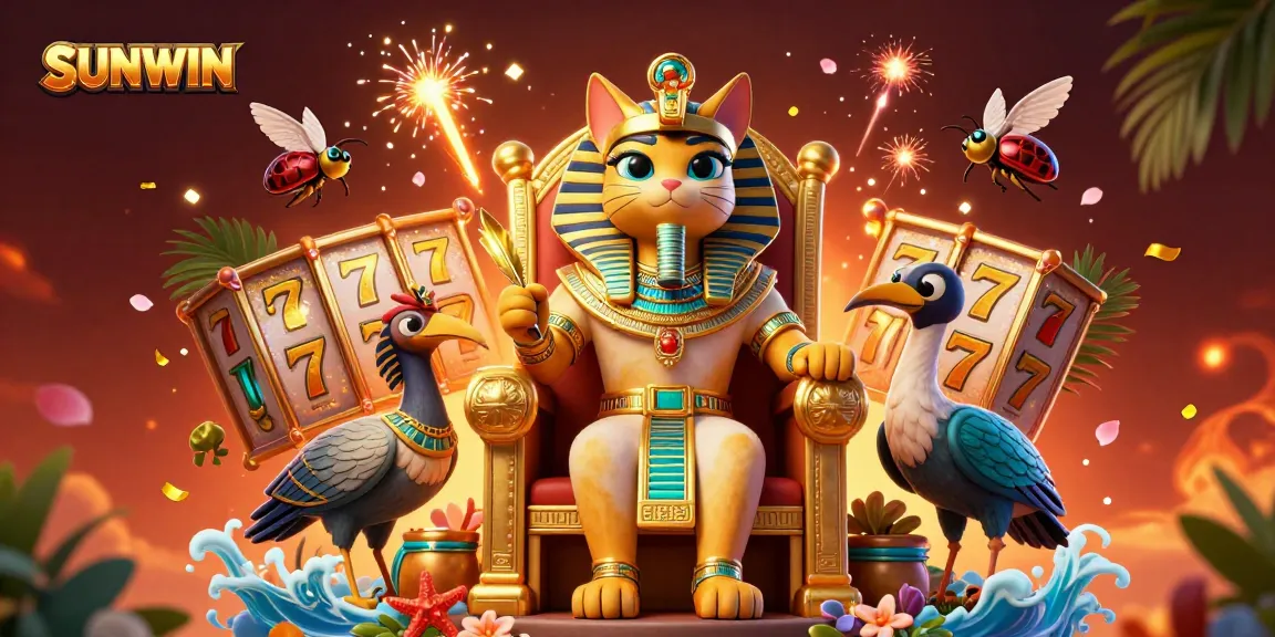 SUNWIN offers exciting slot games with golden characters and vibrant casino elements.
