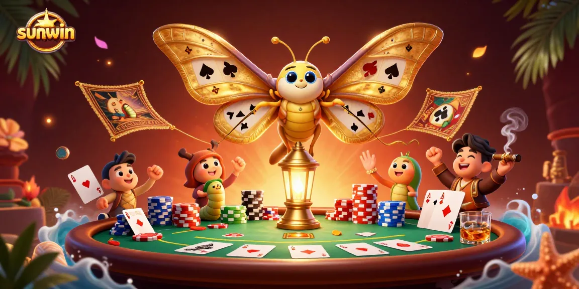 Experience thrilling games at sunwin with a vibrant scene of poker action and enchanting characters.
