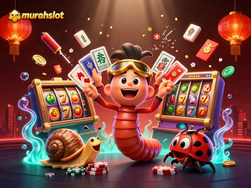 Bermain di murahslot, dealer kartun dan karakter slot menghadirkan suasana kasino yang kaya dan ceria.