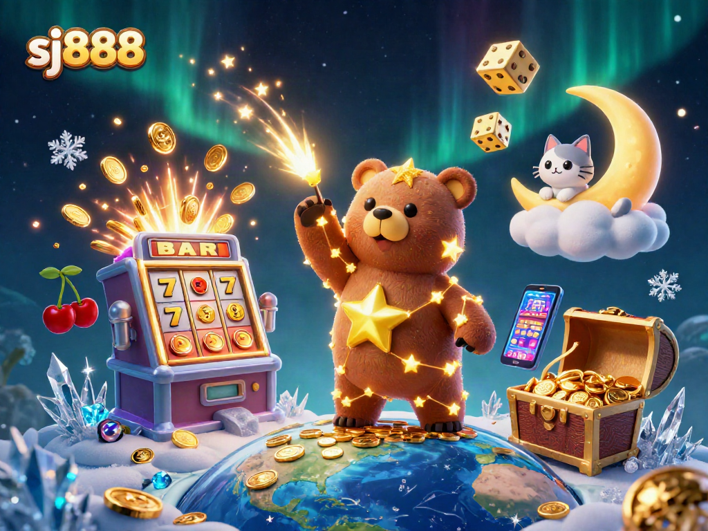 Spin jackpots with sj888's vibrant universe of luck and fortune in a magical casino adventure.