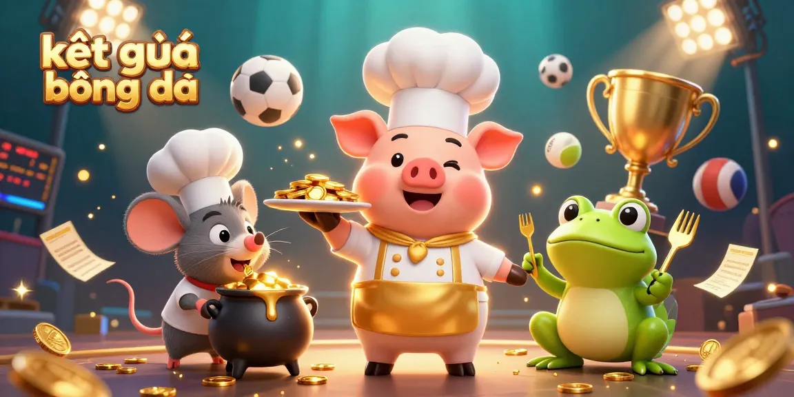Experience kết quả bóng đá with 3D characters enjoying gold coins and sports elements in this lively illustration.