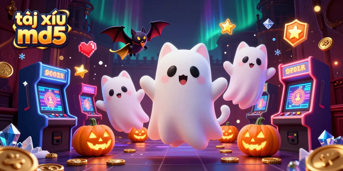 Experience thrilling gameplay at tài xỉu md5 with vibrant characters in a haunted casino.
