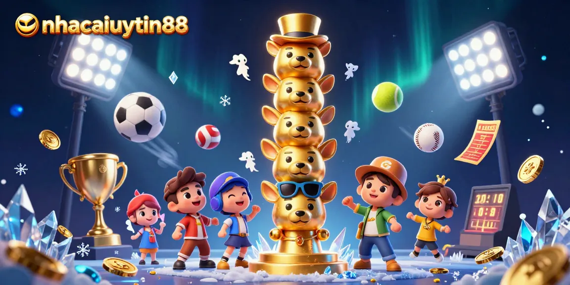 Join the fun with nhacaiuytin88 as dynamic 3D characters and sports elements create an exciting gambling scene.