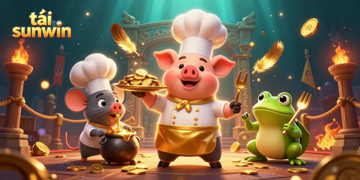 Experience the thrill of tải sunwin with vibrant characters and golden treasures in this lively casino scene.