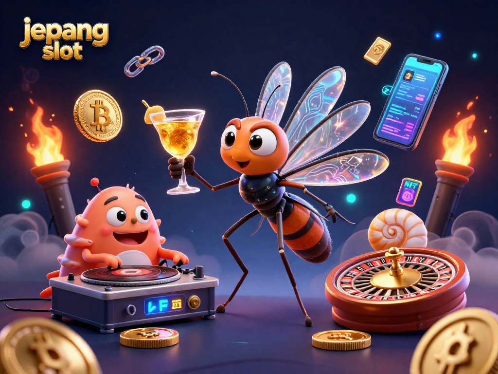 Experience the thrill of jepang slot with a lively scene featuring unique characters and vibrant casino elements.