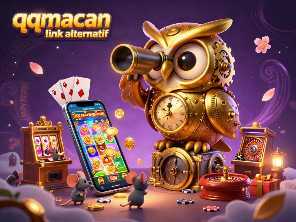 Menangkan permainan slot di qqmacan link alternatif dengan ilustrasi kasino yang memikat.