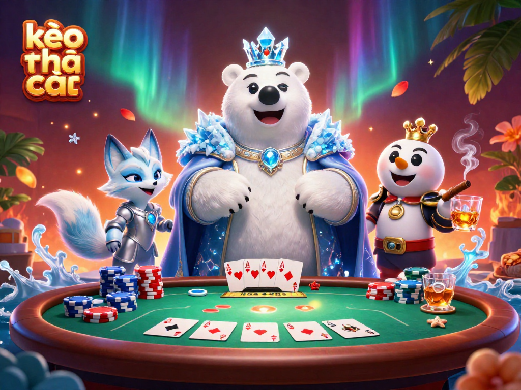 Engage with kèo nhà cái at a dynamic poker scene featuring vibrant characters and casino elements.