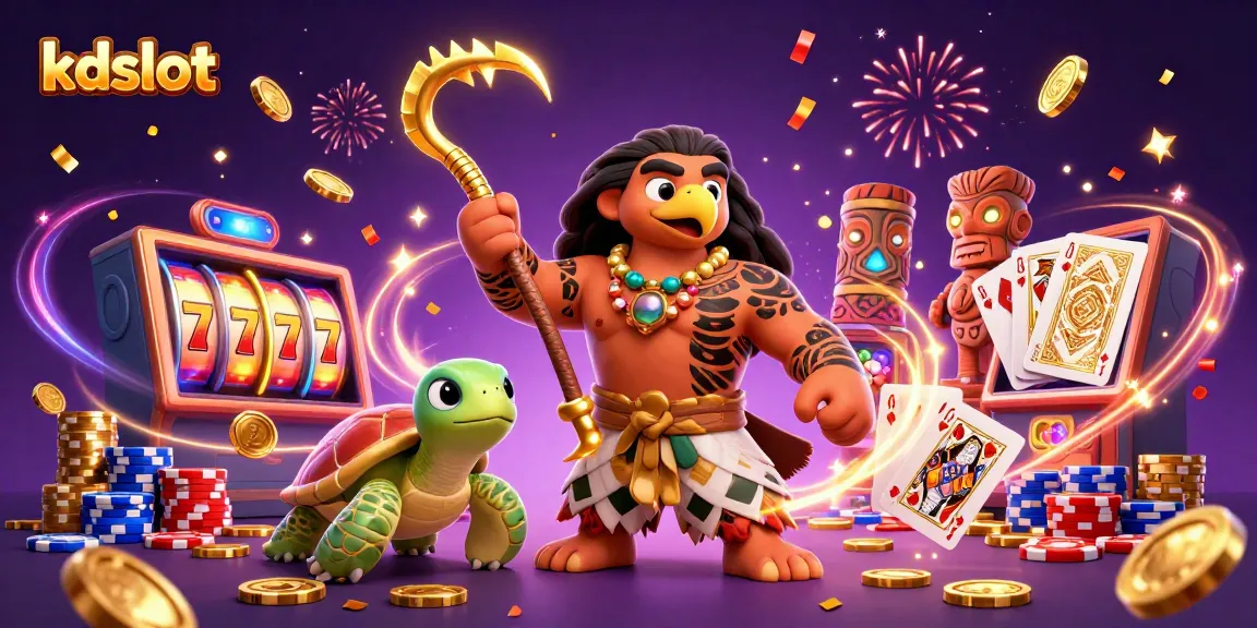 Spin lucky slots with kdslot while enjoying a vibrant 3D casino scene of exciting games.