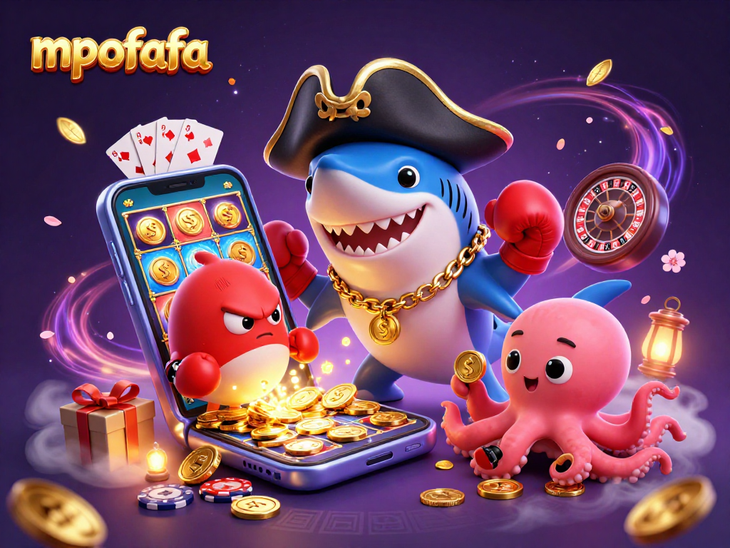Engage with mpofafa's thrilling slots experience with a vibrant pirate-themed digital illustration.