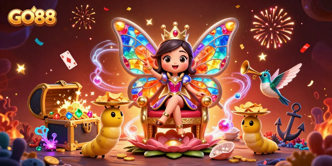Experience the excitement of GO88 with vibrant games and golden rewards in a magical 3D casino setting.