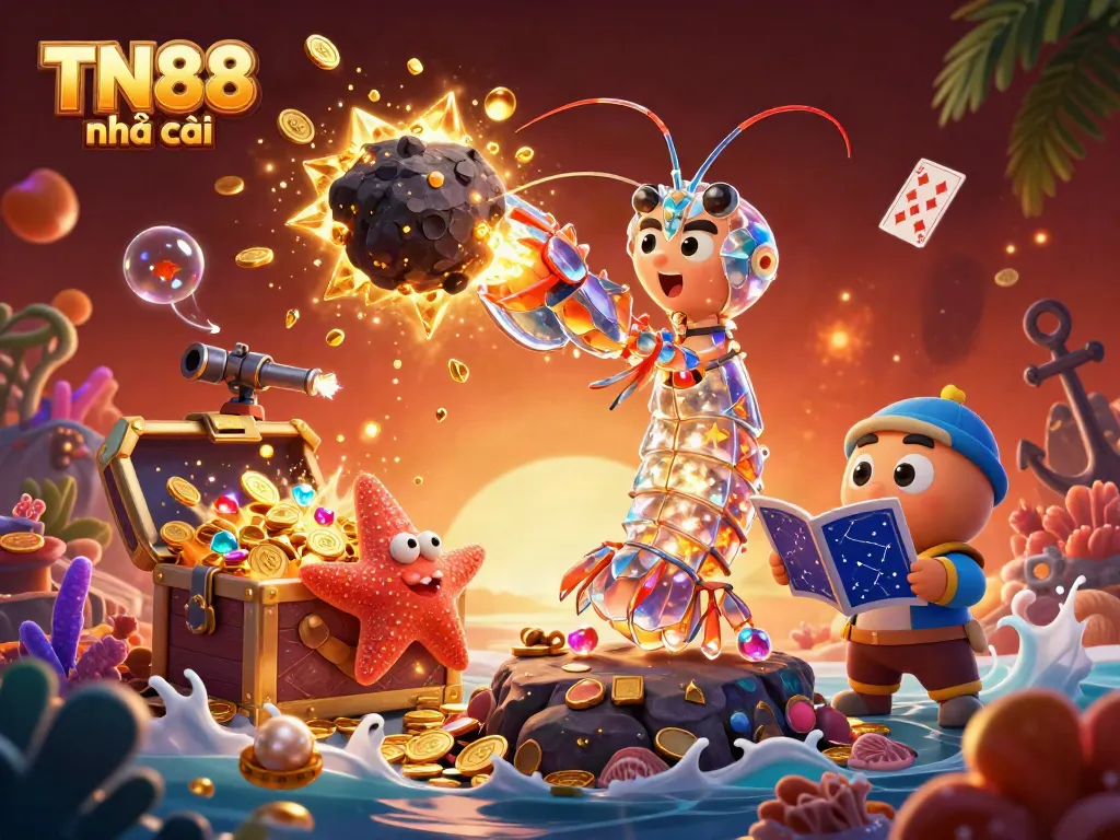Experience the excitement of TN88 nhà cái with a galactic samurai shrimp and treasure exploding into gold coins.