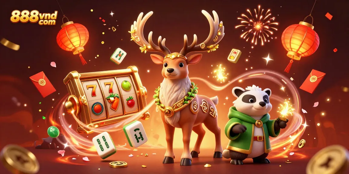 Engage with thrilling games at 888vnd com through vibrant slot reels and dynamic illustrations.