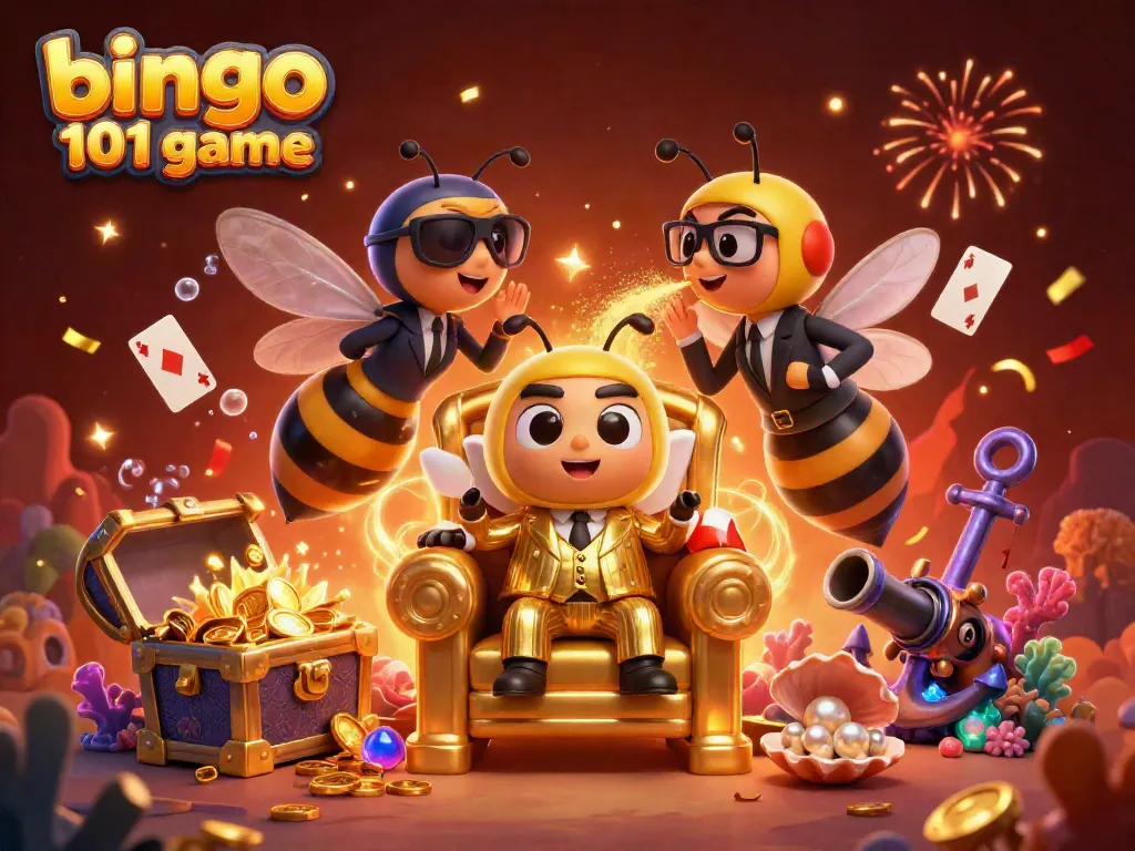 Promo permainan bingo 101 game dengan elemen permainan dan karakter unik dalam ilustrasi 3D