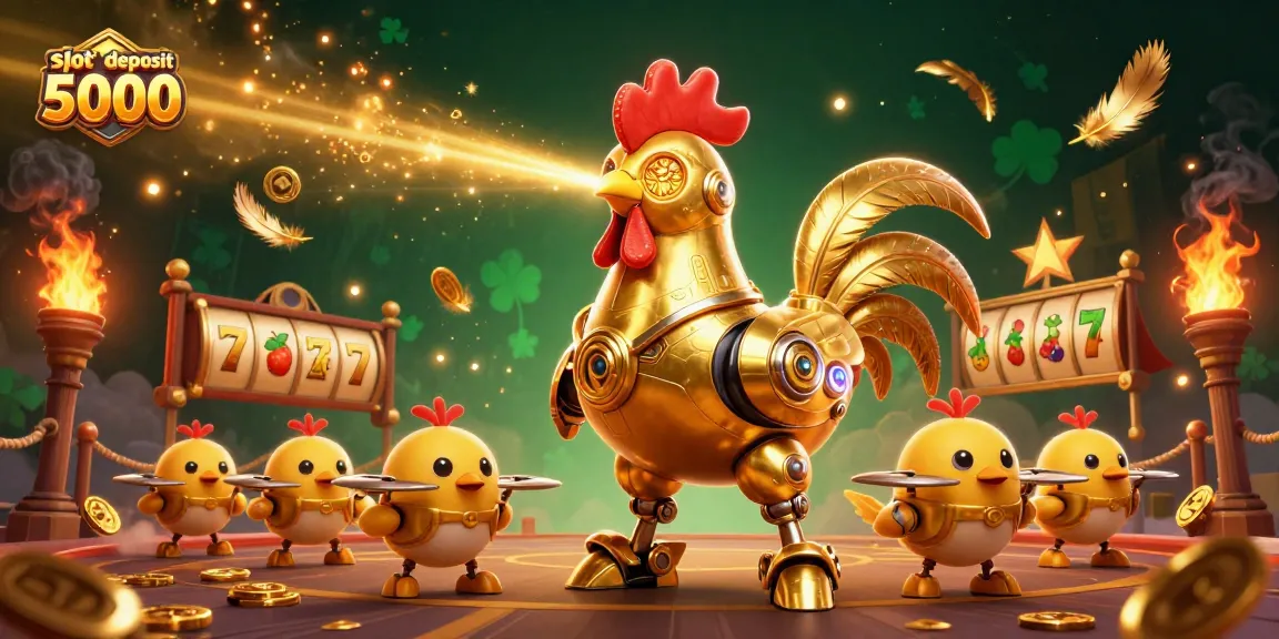 Experience high-stakes thrill with slot deposit 5000 gameplay and golden rewards in a vibrant casino scene.