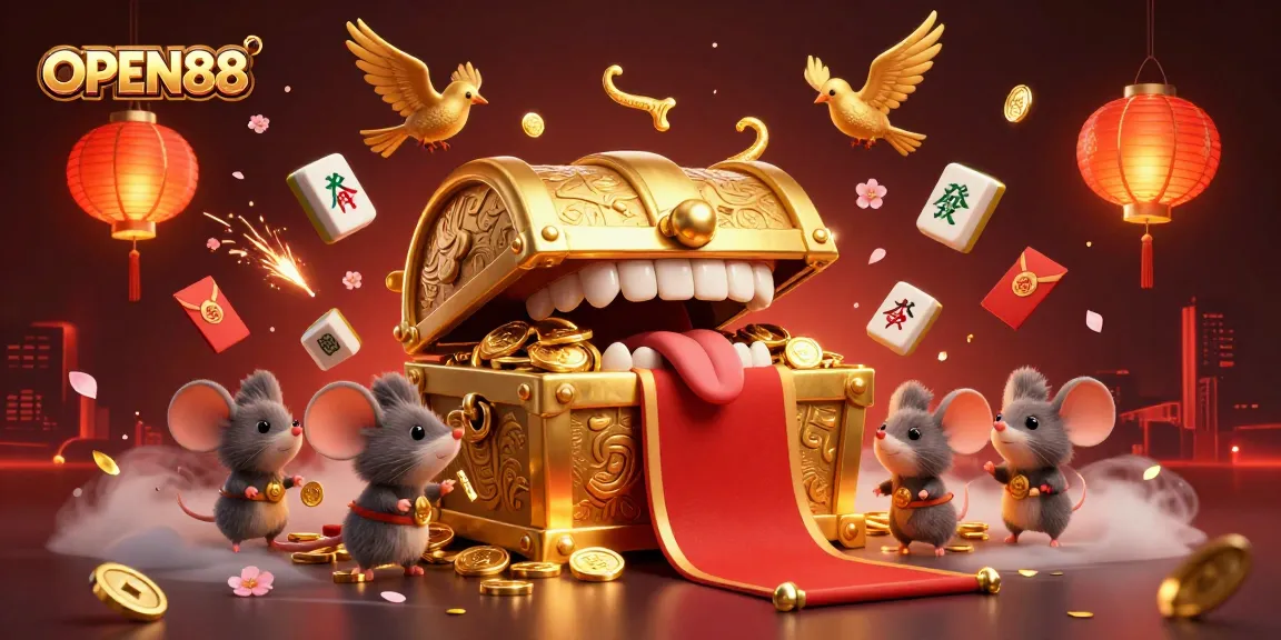 Win exciting rewards at OPEN88 with a vibrant illustration depicting adventure and treasures!