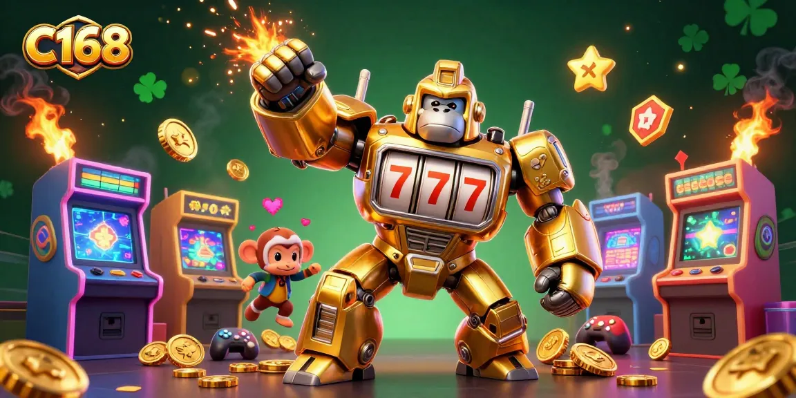 Experience thrilling gameplay at C168 with our vibrant 3D casino mech and arcade elements bursting with excitement.