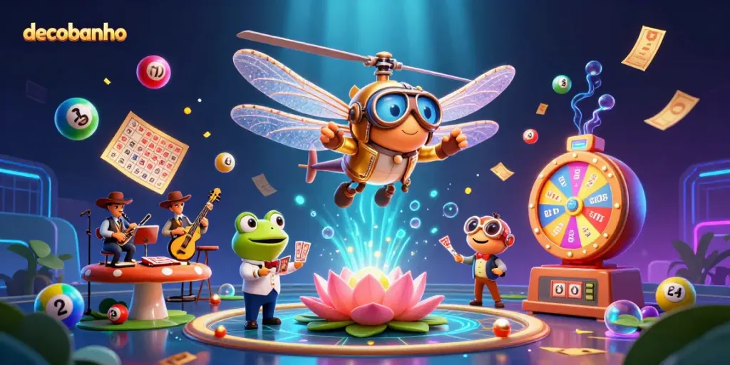 Experience winning at decobanho with a vibrant, dynamic casino scene featuring characters and game elements.
