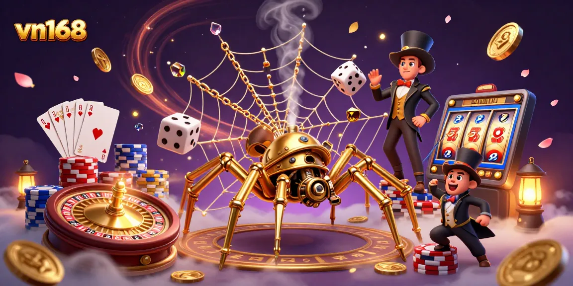 Engage in thrilling gameplay at vn168, featuring a dynamic steampunk casino scene.