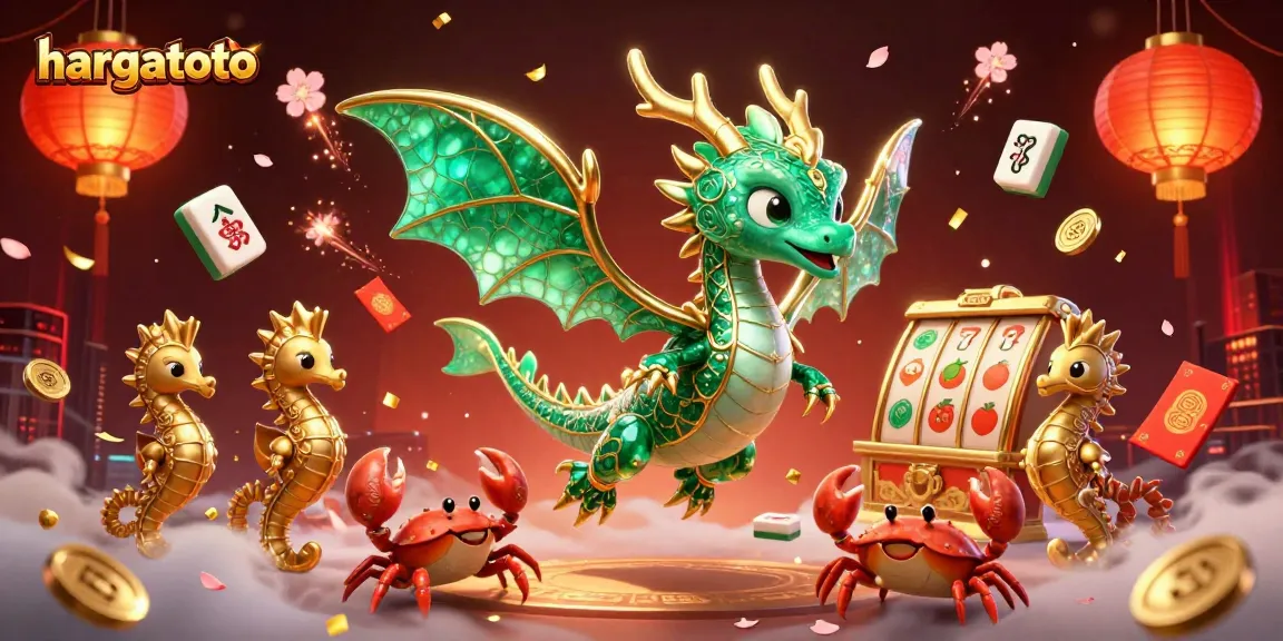 Engage with hargatoto's vibrant slot experience featuring a majestic sea dragon and lucky symbols.