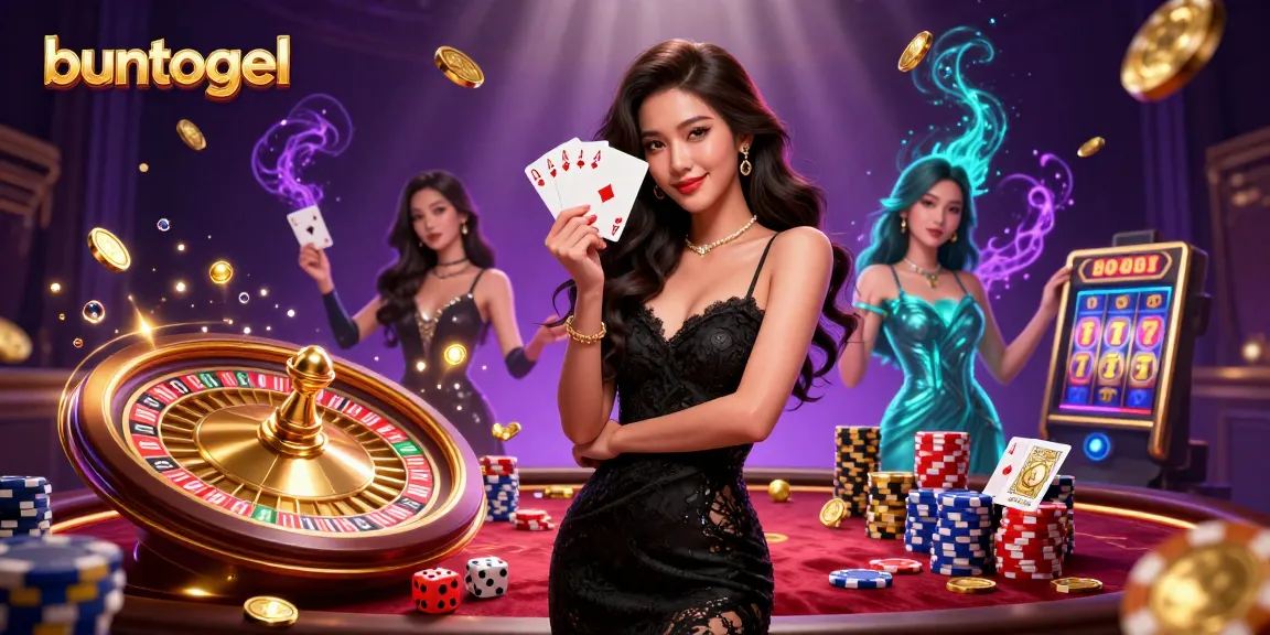 Experience the thrill of winning with buntogel in this vibrant online casino illustration.