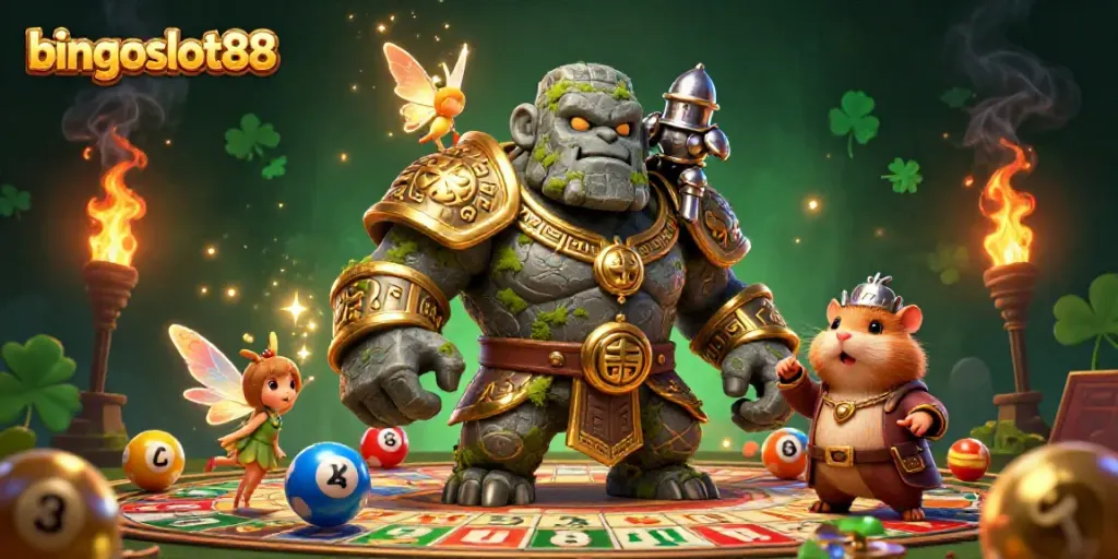 Jelajahi keseruan bingoslot88 dengan golem penjaga, peri, dan keseruan bingo!