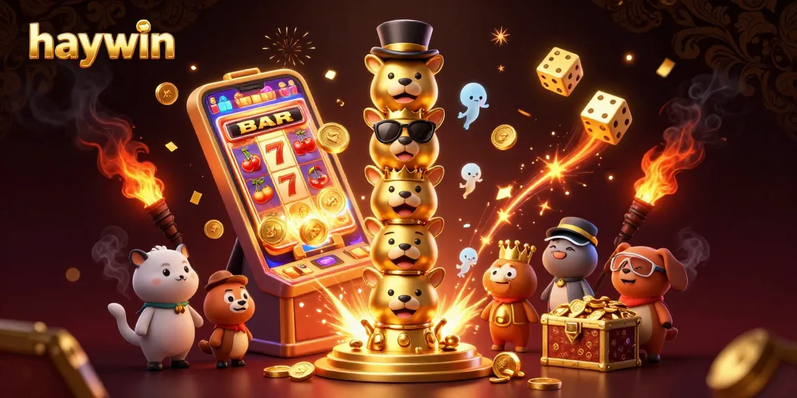 Experience haywin's vibrant casino adventure with animated characters and slot machine excitement.