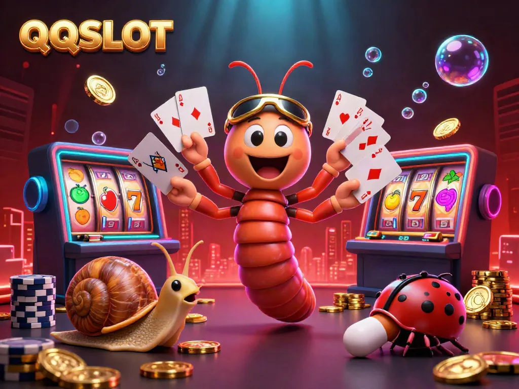 Experience thrilling action with QQSLOT gambling scene showcasing a lively dealer and high-rollers.