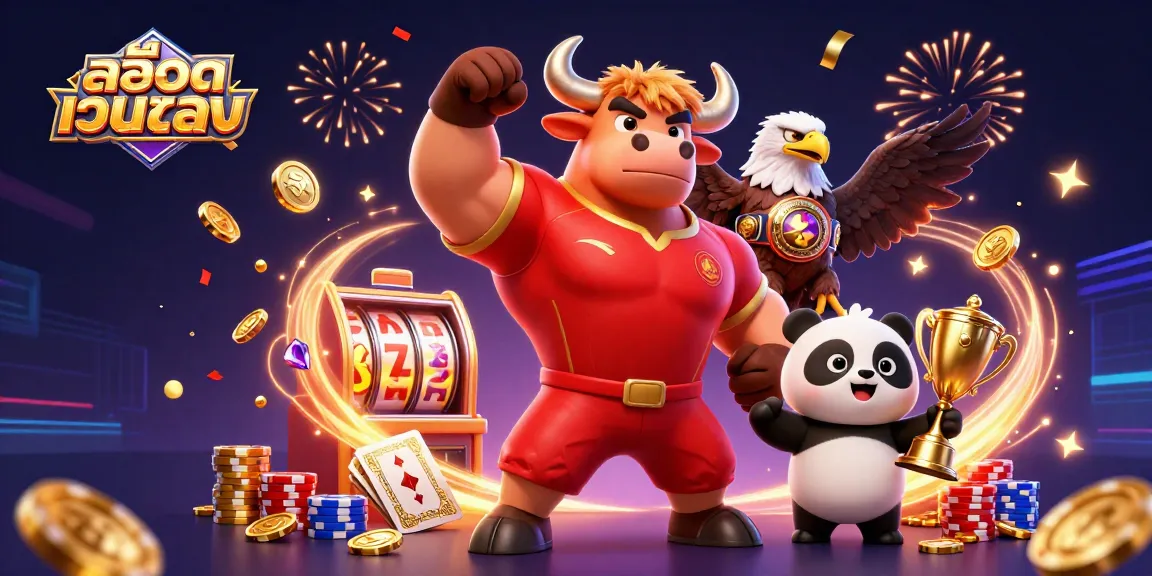 Experience excitement with สล็อตเว็บตรง as a joyful panda celebrates a jackpot win.
