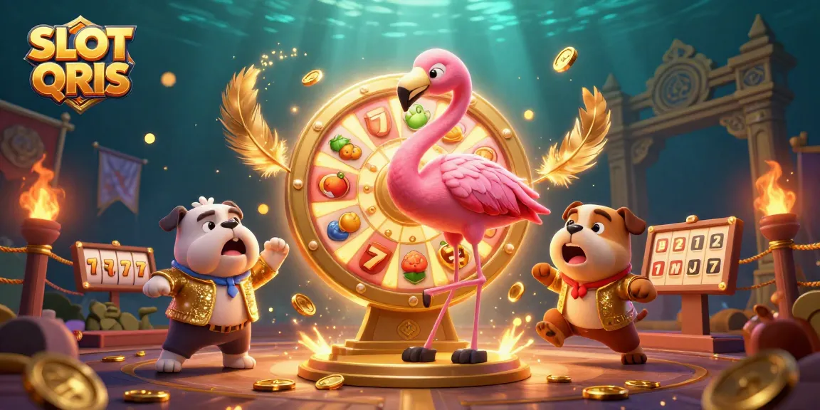 Engage with SLOT QRIS through thrilling games in this vibrant, action-packed casino scene.
